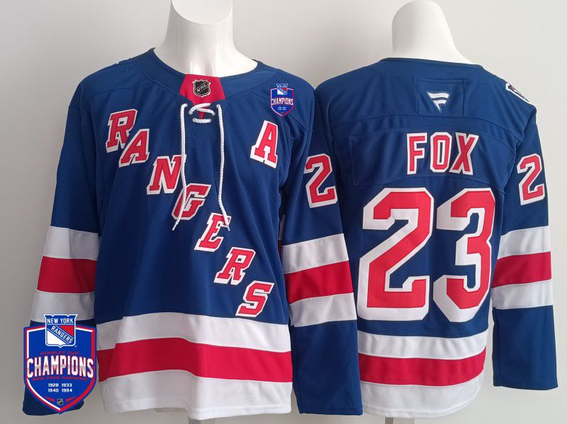 Men New York Rangers #23 Fox Blue 2025 Fanatics Home Premium NHL Jersey style 1->new york rangers->NHL Jersey